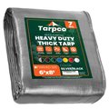 Tarpco Safety 8 ft L x 0.5 mm H x 6 ft W Heavy Duty 7 Mil Tarp, Silver/Black, Polyethylene TS-201-6X8